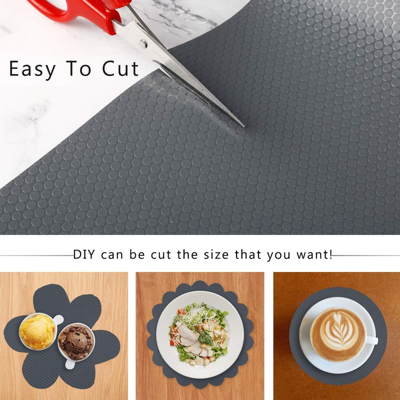 HooTown Shelf Liner Kitchen Cabinet Drawer Mats 11.8 Inch Wide x 13 Feet Long, Non Adhesive EVA Plastic Washable Waterproof Protective Pad for Pantry Closet, Cupboard, Grey - Image 3